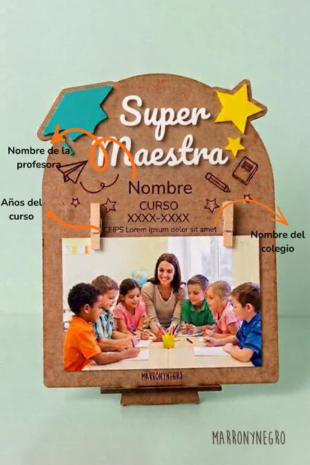 Portafotos Maestra con superpoderes | Personalizado