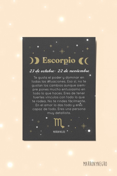 Postal Horóscopo Escorpio. Regalo original con signos zodiacales