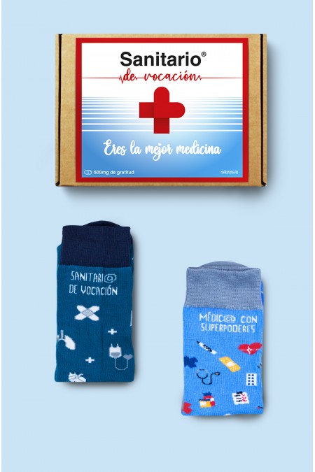 Pack Combo Calcetines Sanitario de vocación + Médic@ con superpoderes
