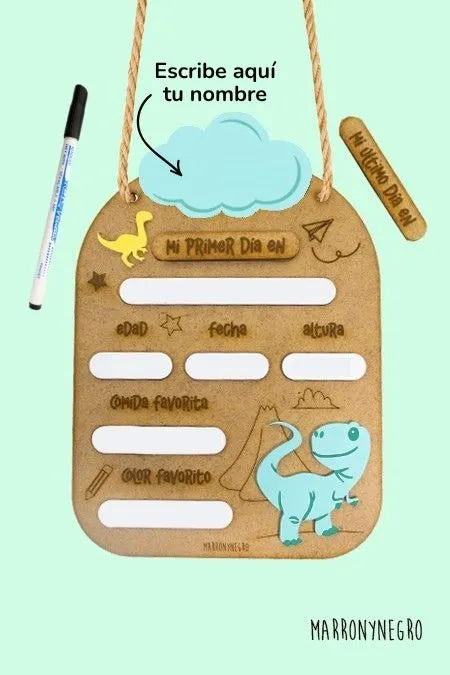 Placa Primer y Último Día de Curso - Dinosaurios