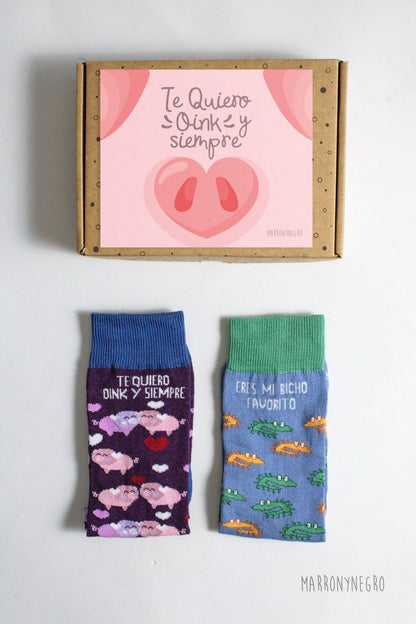 Pack 2 calcetines Te Quiero Oink y siempre + Eres mi bicho favorito