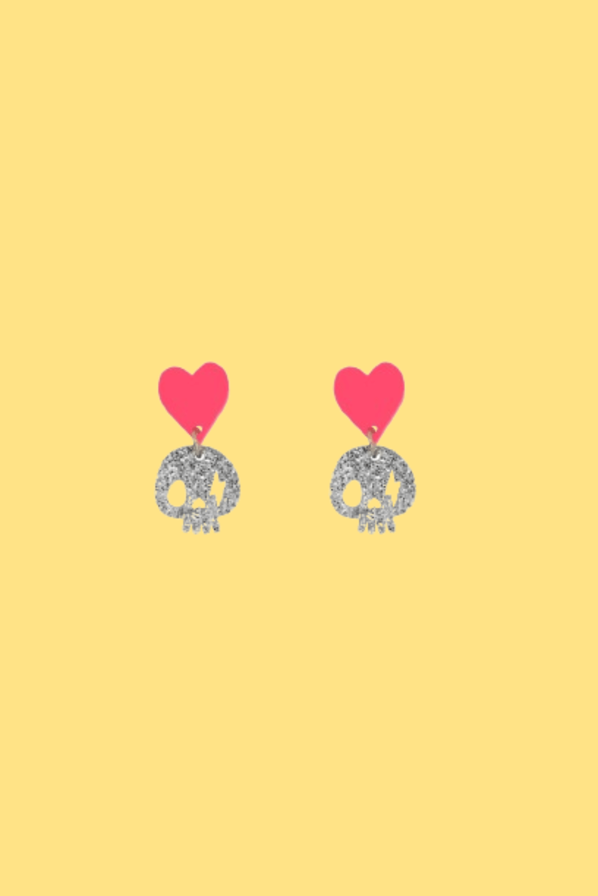 Pendientes metacrilato Calavera Glitter Rosa
