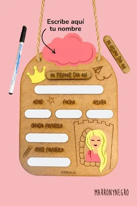 Placa Primer y Último Día de Curso - Princesas