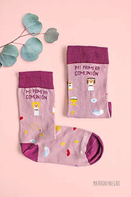 Calcetines Mi Primera Comunión Rosa