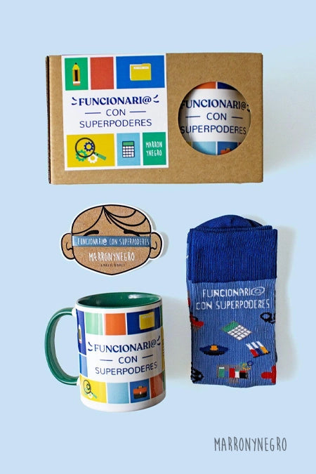 Pack taza Funcionario con superpoderes
