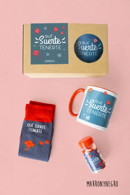 Pack Taza Que Suerte Tenerte