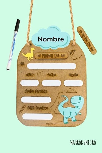 Placa Primer y Último Día de Curso - Dinosaurios