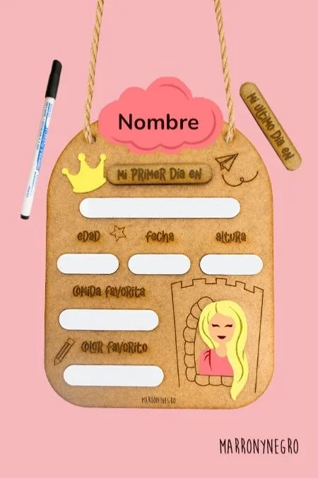 Placa Primer y Último Día de Curso - Princesas