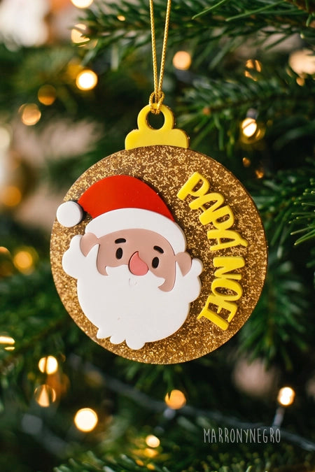Bola de Navidad de Metacrilato Papá Noel en el árbol
