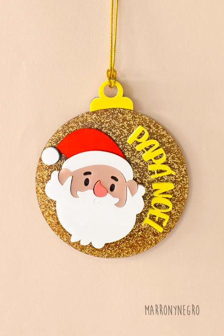 Bola de Navidad de Metacrilato Papá Noel Marronynegro