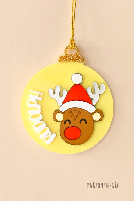 Bola de Navidad de Metacrilato Rudolph Marronynegro