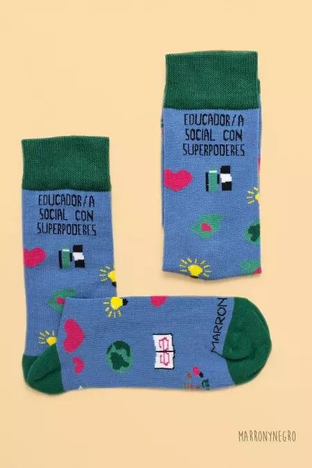 Calcetines Educador/a Social con superpoderes