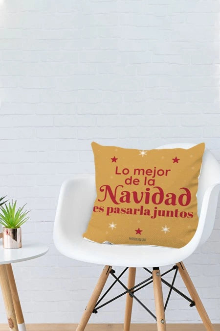 Cojín Reversible con relleno "Lo mejor de la Navidad es pasarla juntos"