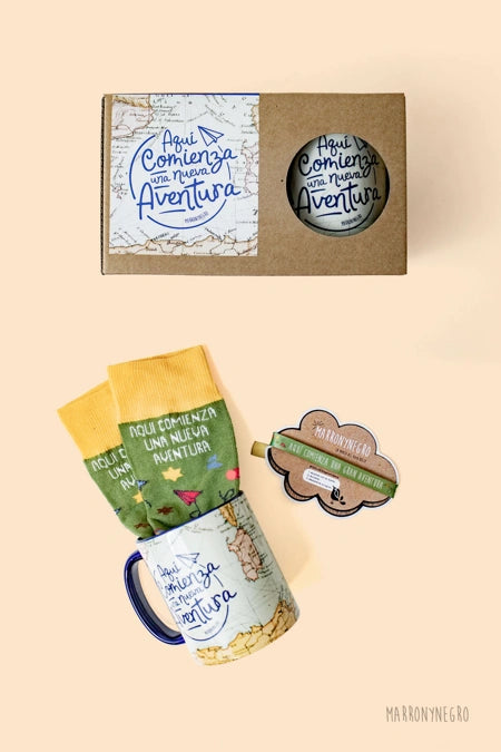 Pack taza Aquí comienza una nueva aventura