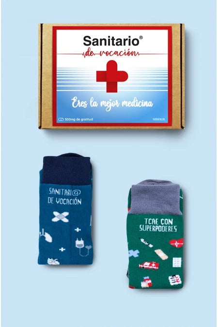 Pack Combo Calcetines Sanitario de vocación + TCAE con superpoderes
