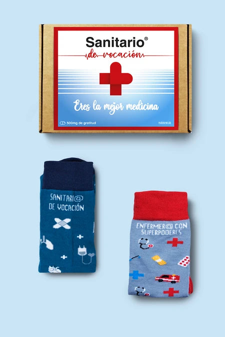 Pack Combo Calcetines Sanitario de vocación + Enfermero con superpoderes