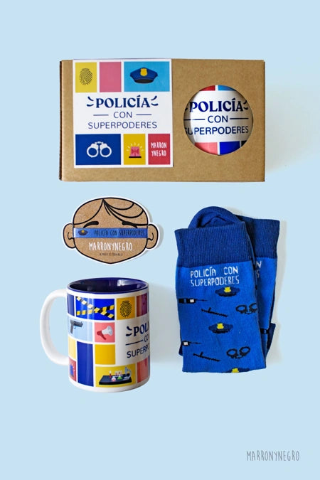 Pack taza Policía con Superpoderes