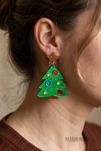 Pendientes Metacrilato Árbol de Navidad