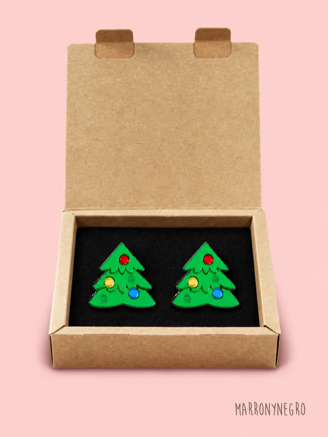 Pendientes Mini Árbol de Navidad en su caja