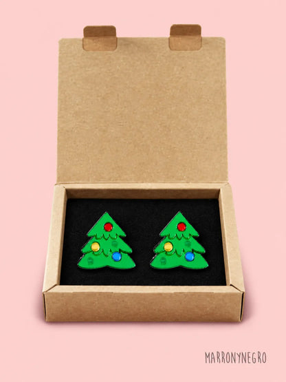 Pendientes Mini Árbol de Navidad en su caja
