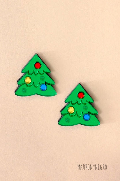 Pendientes Mini Árbol de Navidad Marronynegro