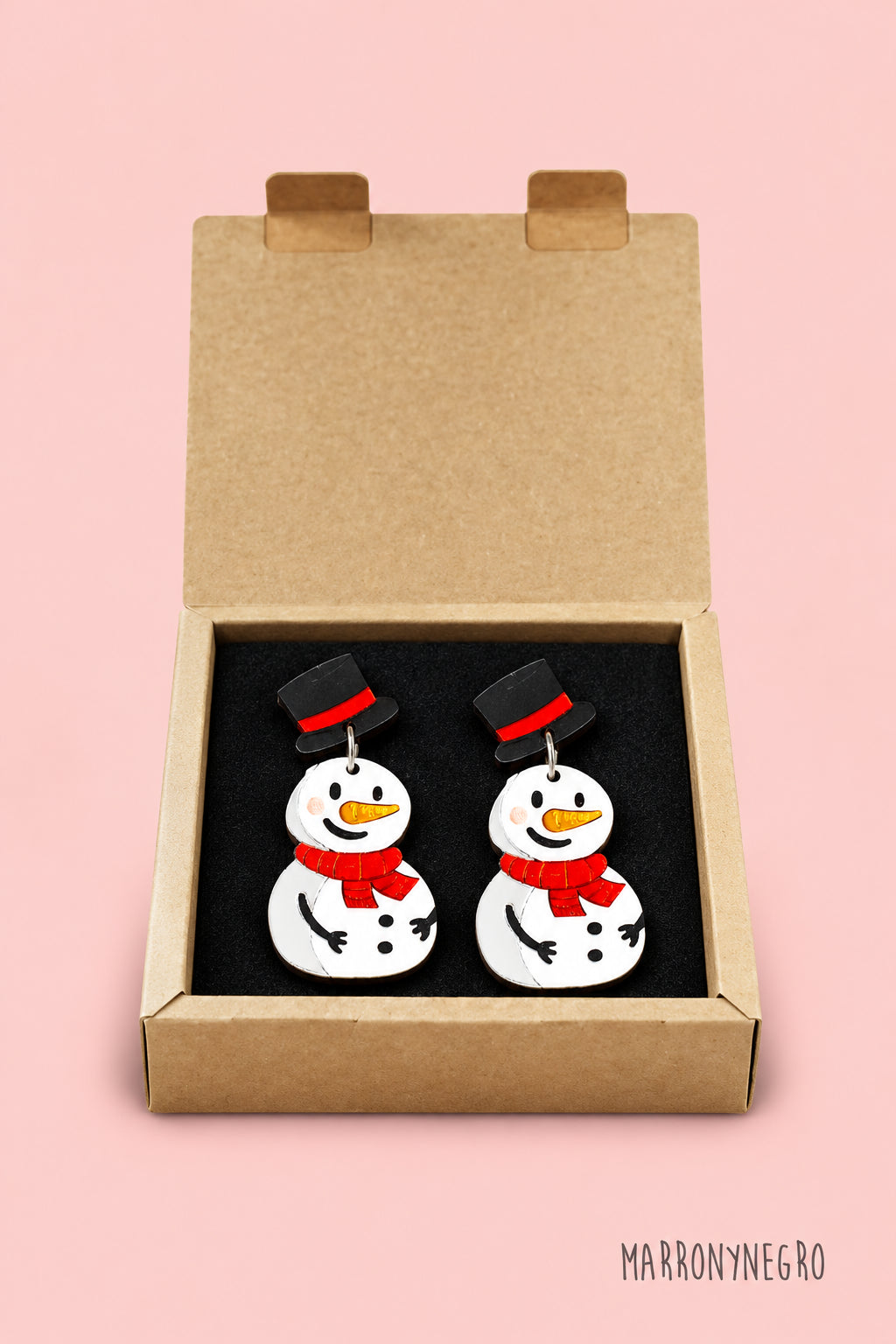 Pendientes Metacrilato Muñeco de Nieve