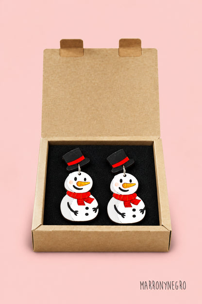 Pendientes Metacrilato Muñeco de Nieve
