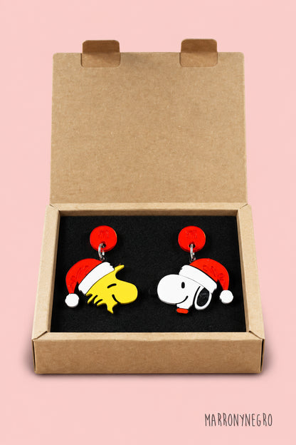 Pendientes Metacrilato Snoopy Navidad