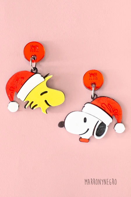 Pendientes Snoopy Navidad Marronynegro