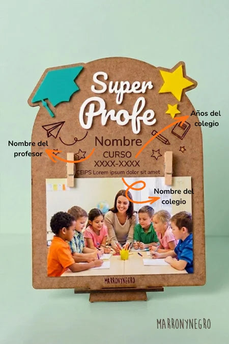 Portafotos Profe con superpoderes | Personalizado