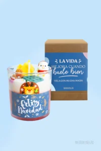 Vela de regalo con mensaje navideño Feliz Navidad hecha a mano natural
