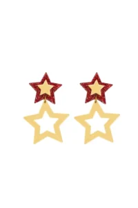 Producto: Pendientes Doble Estrella Dorada - Marronynegro
