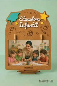 Producto: Portafotos Educadora Infantil con superpoderes - Marronynegro