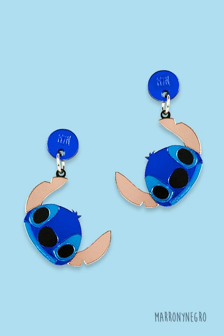 Producto: Pendientes Metacrilato Stich Azul - Marronynegro