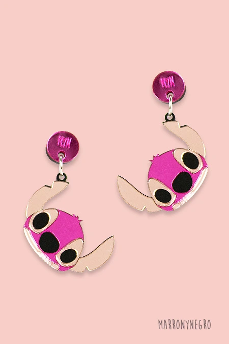 Producto: Pendientes Metacrilato Stich Rosa - Marronynegro