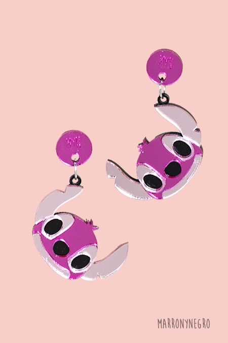 Producto: Pendientes Metacrilato Stitch Rosa – Angel - Marronynegro