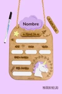 Producto: Placa Primer y Último Día de Curso – Unicornios - Marronynegro