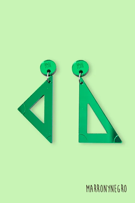 Producto: Pendientes Metacrilato Escuadra y Cartabón - Marronynegro