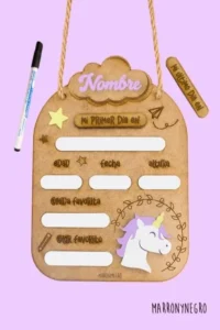 Producto: Placa Primer y Último Día de Curso Personalizado – Unicornios - Marronynegro